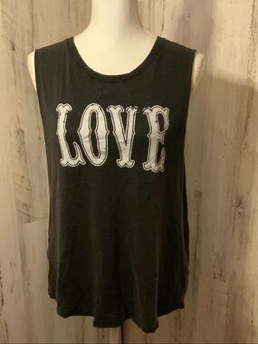 Garage Black Tank Top with White "LOVE" Graphic